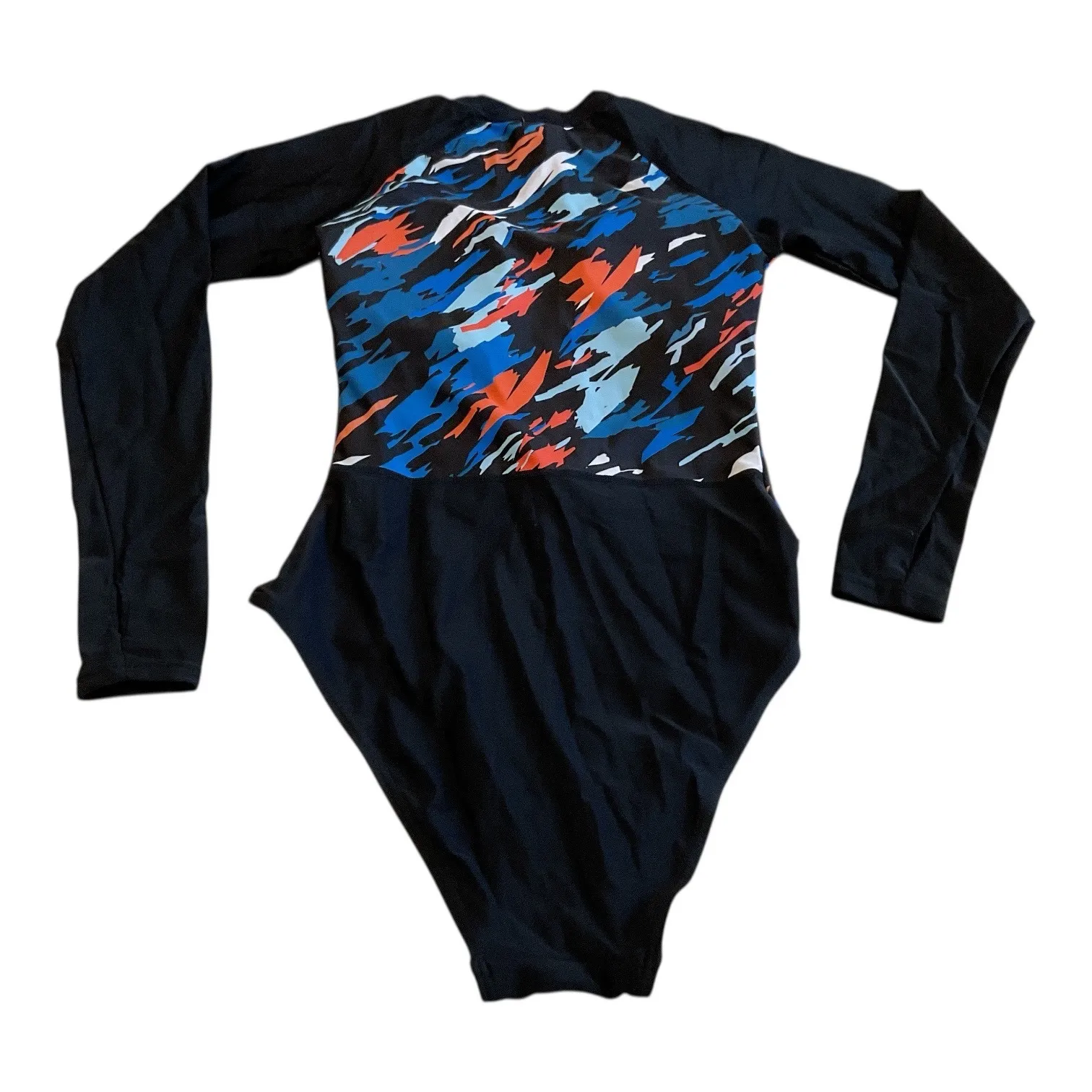 AXESEA Black Long Sleeve Zip Up Rash Guard Swimsuit One Piece Size 2 - Image 3