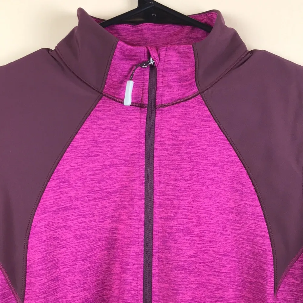 Eddie Bauer Women’s FreeHeat Burgundy Purple and Pink Half Zip-Up Sweatshirt - Image 2
