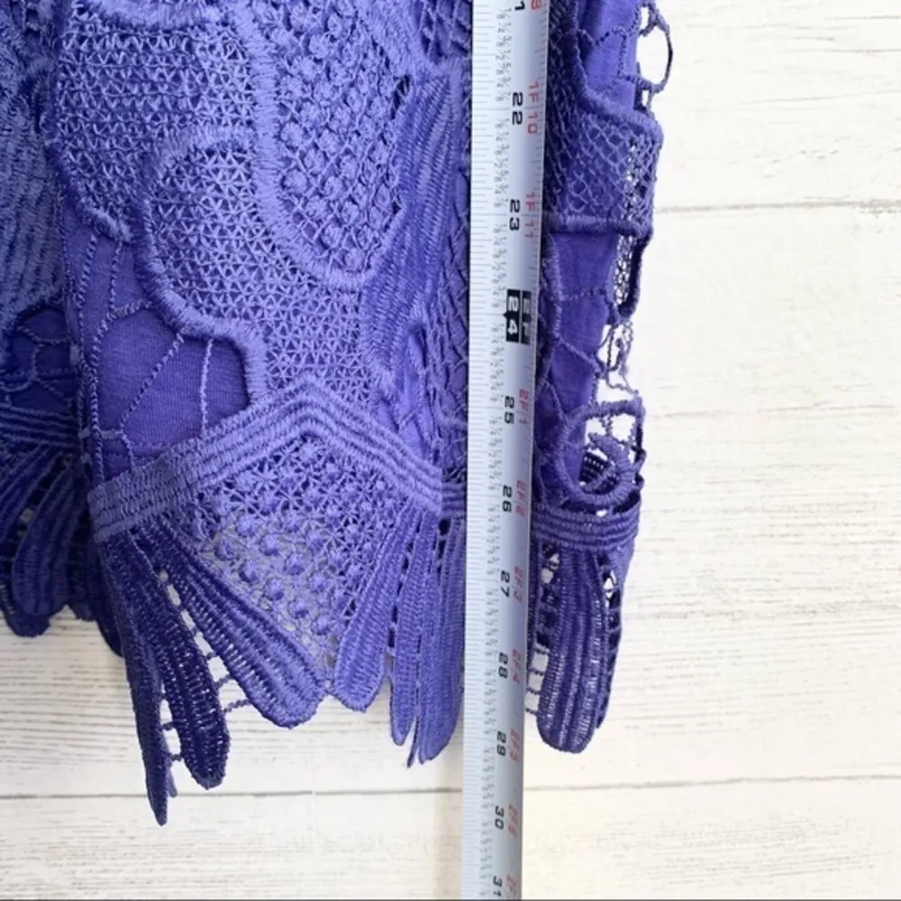 Express Periwinkle Lace Crochet Floral Overlay Dress - Image 11