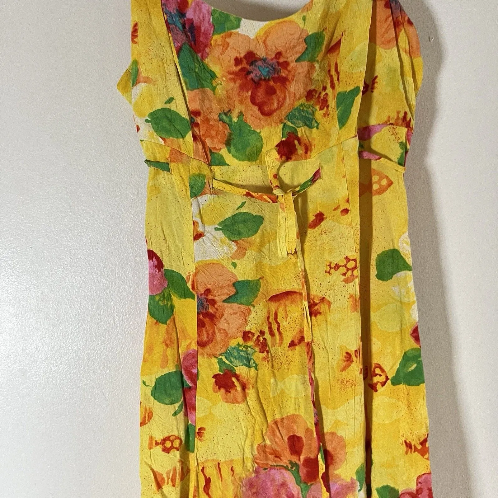 Jams World Women’s XS Tropical Floral Fish Slip Camisole Dress Hawaii Boho Belt - Image 3