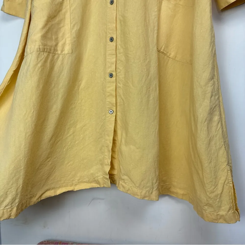 J. Jill Pure Jill 100% Linen Pale Yellow Button Down Shirt Dress Sz XL Petite - Image 10