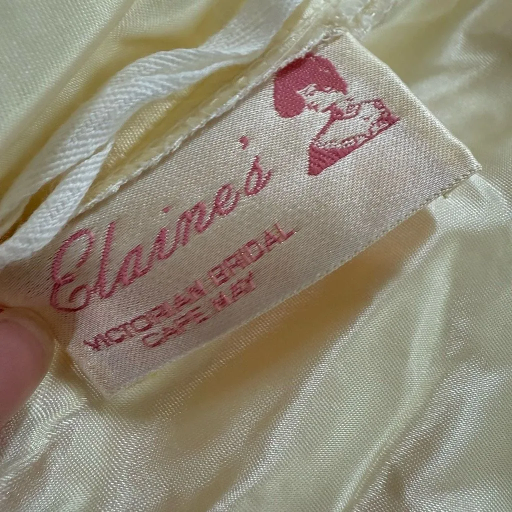 Vintage 80s Elaine’s Victorian Bridal Tea Midi Length Ivory Dress and Cape S White - Image 16