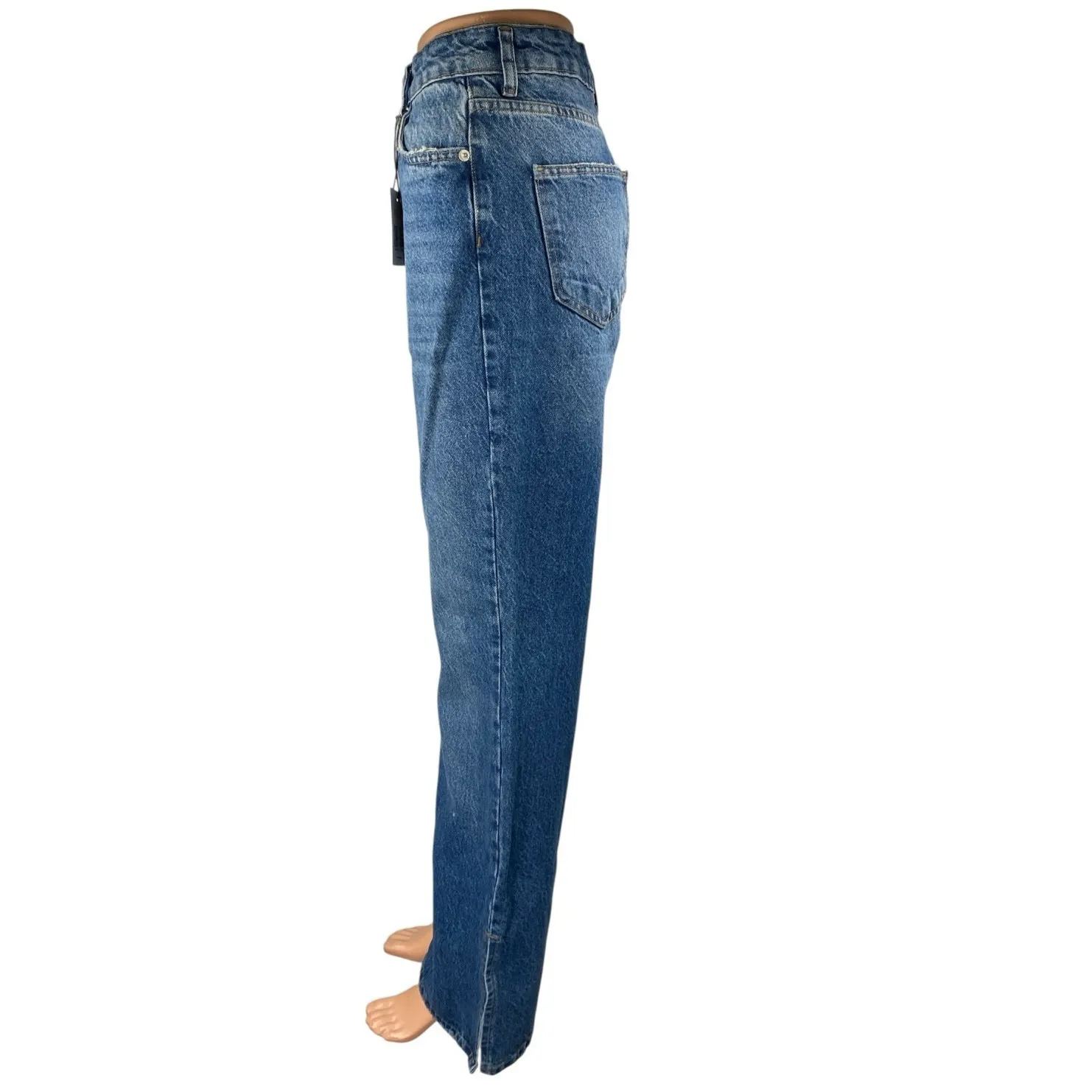 NEW Piral Women's Blue High Waisted Straight Bootcut Slit Denim Jeans Size M Size M - Image 2