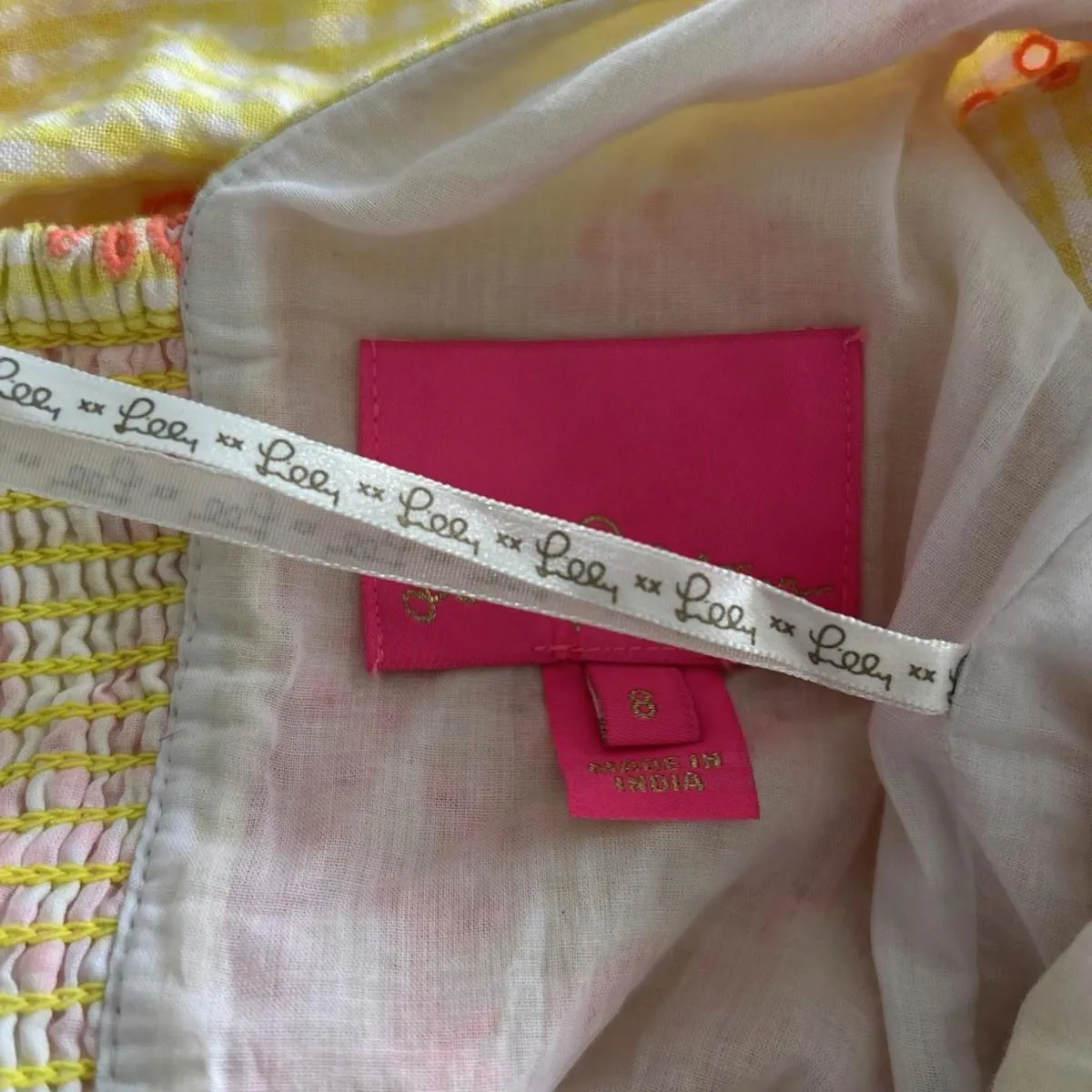 LILLY PULITZER SIZE 8 SARAFINA EYELET BABYDOLL DRESS *CALLA YELLOW* - Image 6