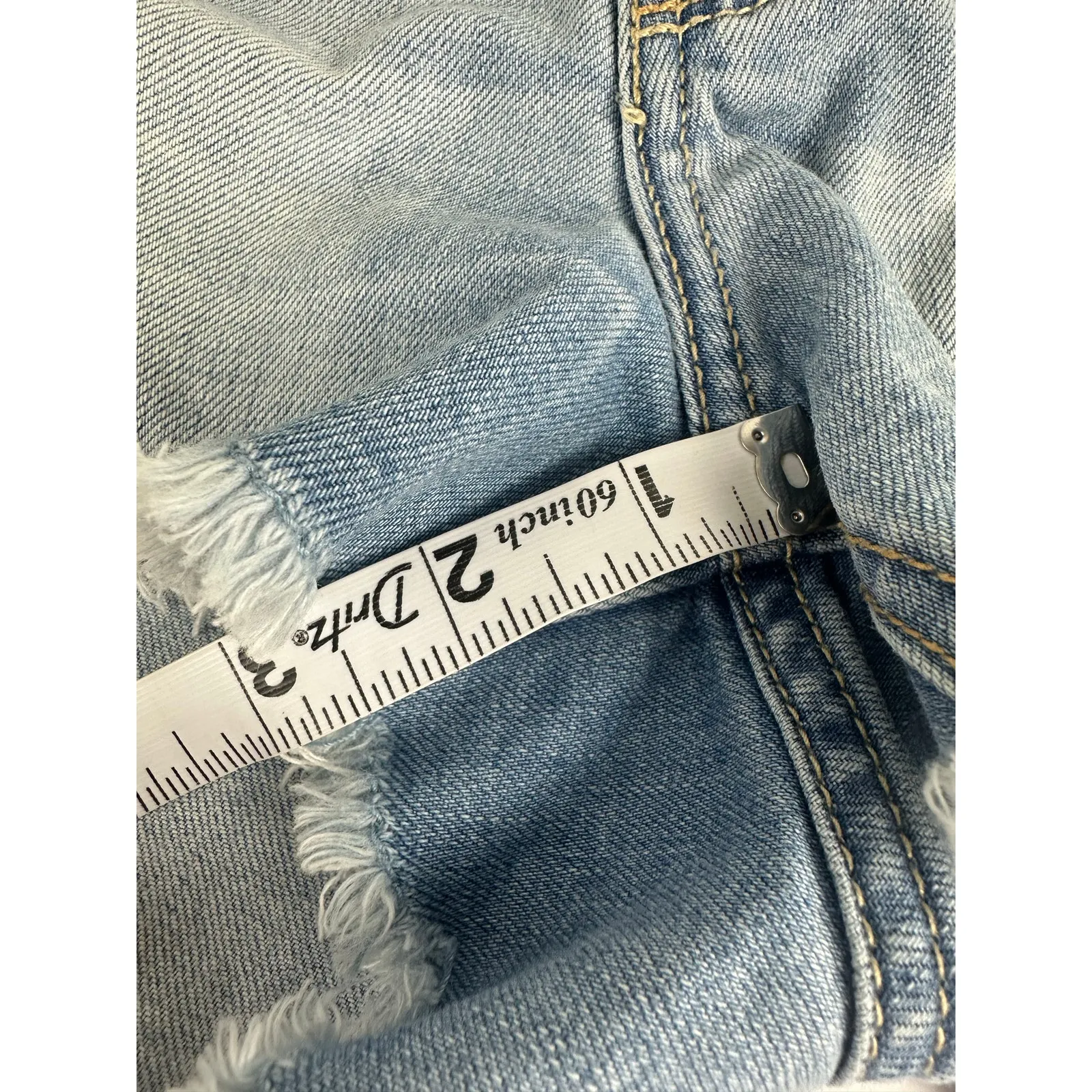 Hollister Size 5 Low-Rise denim micro mini shorts frayed hem embroidered Y2K - Image 6