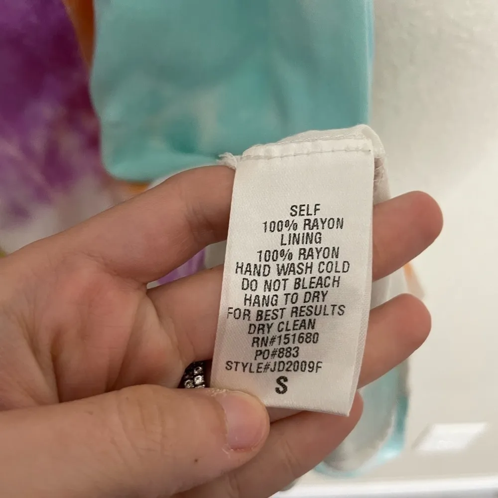 Storia Colorful Tie Dye Boho Shift Dress Mini Small - Image 4