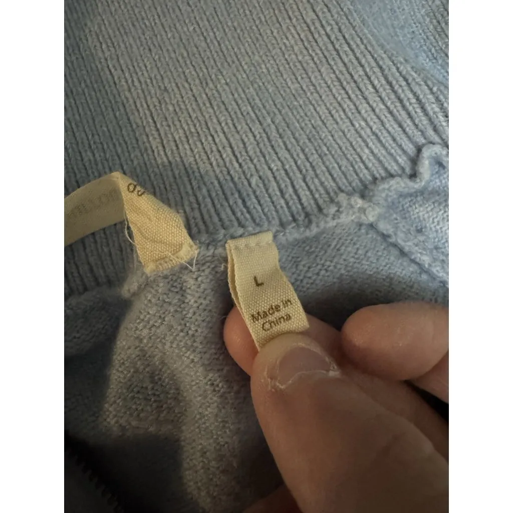 Soft Surroundings Tunic Sweater Women Size Large Blue Wool Blend Cowl Neck Zip - Image 4