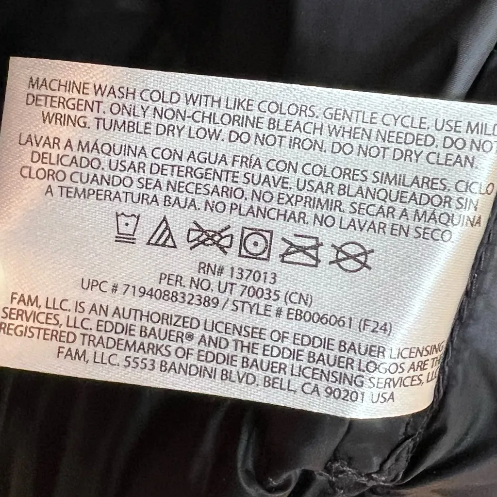 Eddie Bauer Women’s Black Packable Down Puffer Jacket, size XL. NWT - Image 13