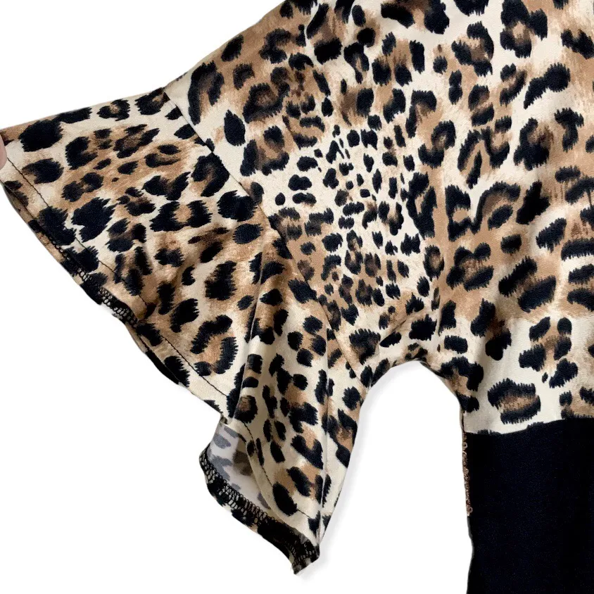 -Leopard Tee/Blouse-Color block Leopard & Black-NWT-Sz Med. - Image 5