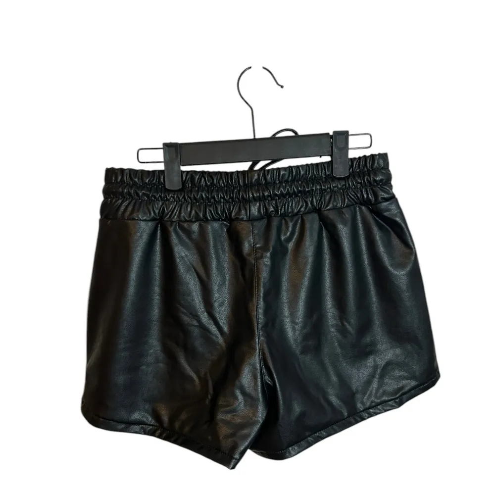Rewash Black Faux Leather Drawstring Shorts - Image 2