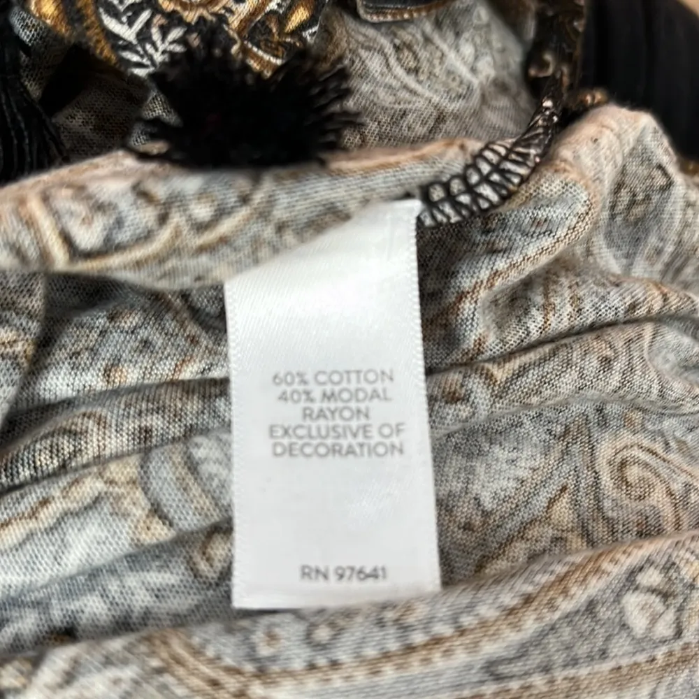 J.JILL paisley boho tassel tunic 3/4 sleeve top size medium. - Image 7