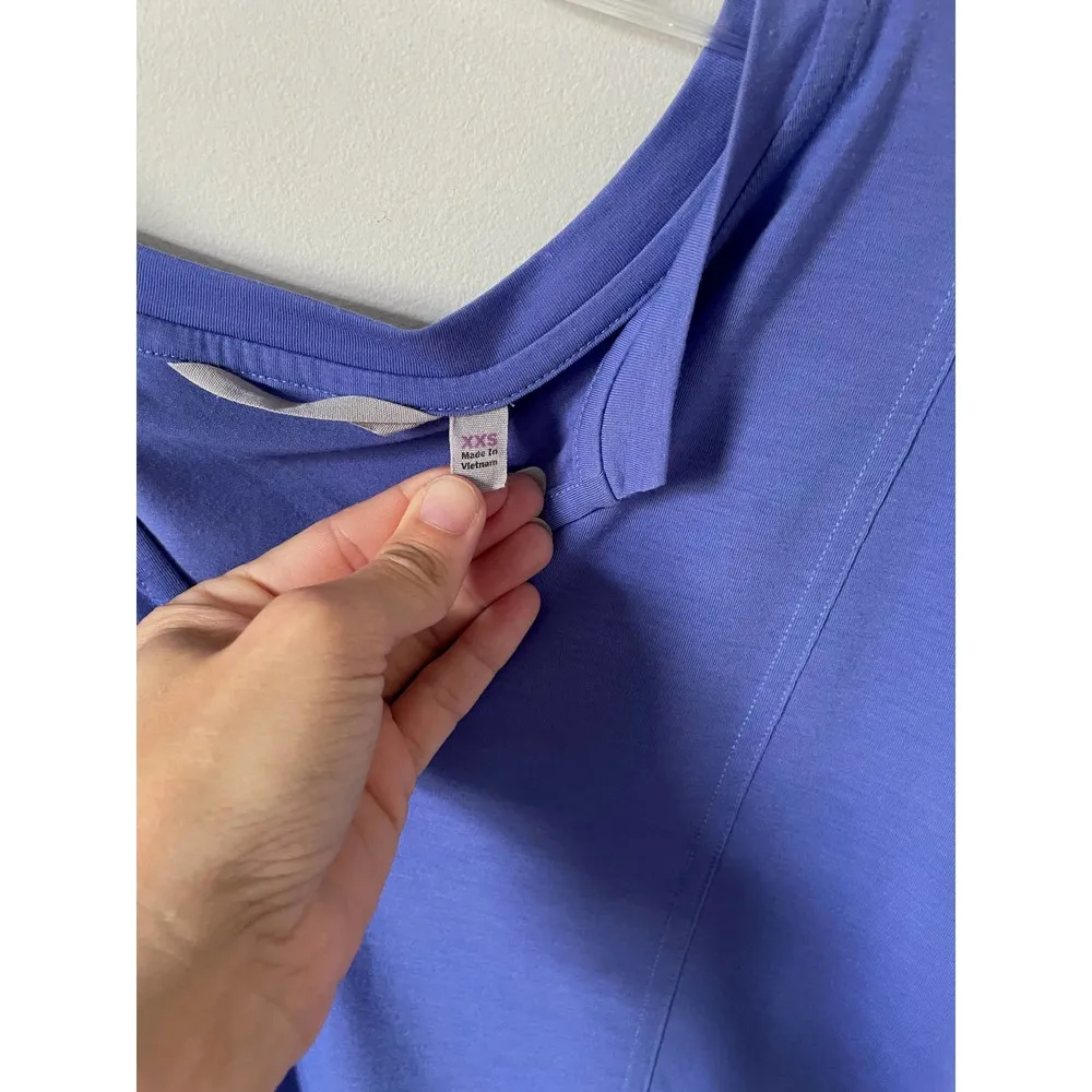 Athleta Oversized Quick Dry V-Neck Three Quarter Sleeve Workout Top Purple XXS - Image 6