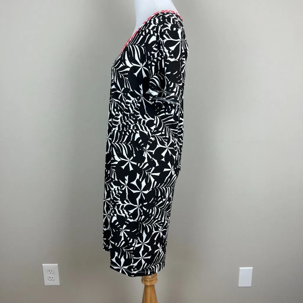 Tommy Bahama Dress Womens‎ Small Black White Palm Print Shift Short Sleeve Mini - Image 7