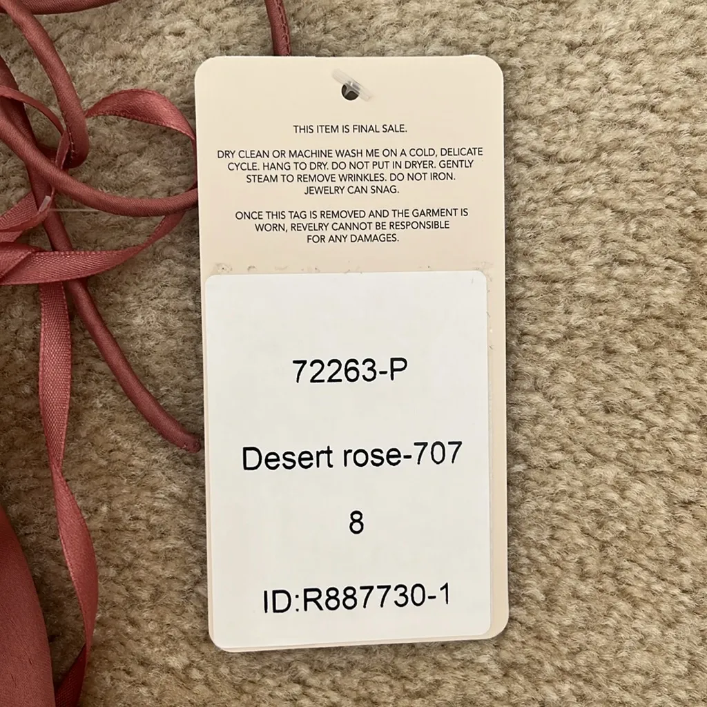 NWT Revelry Desert Rose Haven Satin Bridesmaid Dress in Size 8 Petite Pink - Image 5