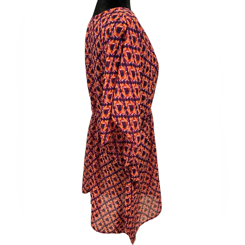 Old Navy Retro Colorful Geometric Artsy Sheer Cinched Caftan Swim Beach Coverup - Image 3