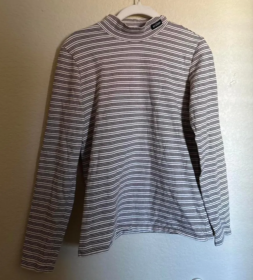 Stussy Striped Long Sleeve Turtleneck Shirt Sz XS multi colored - Image 1