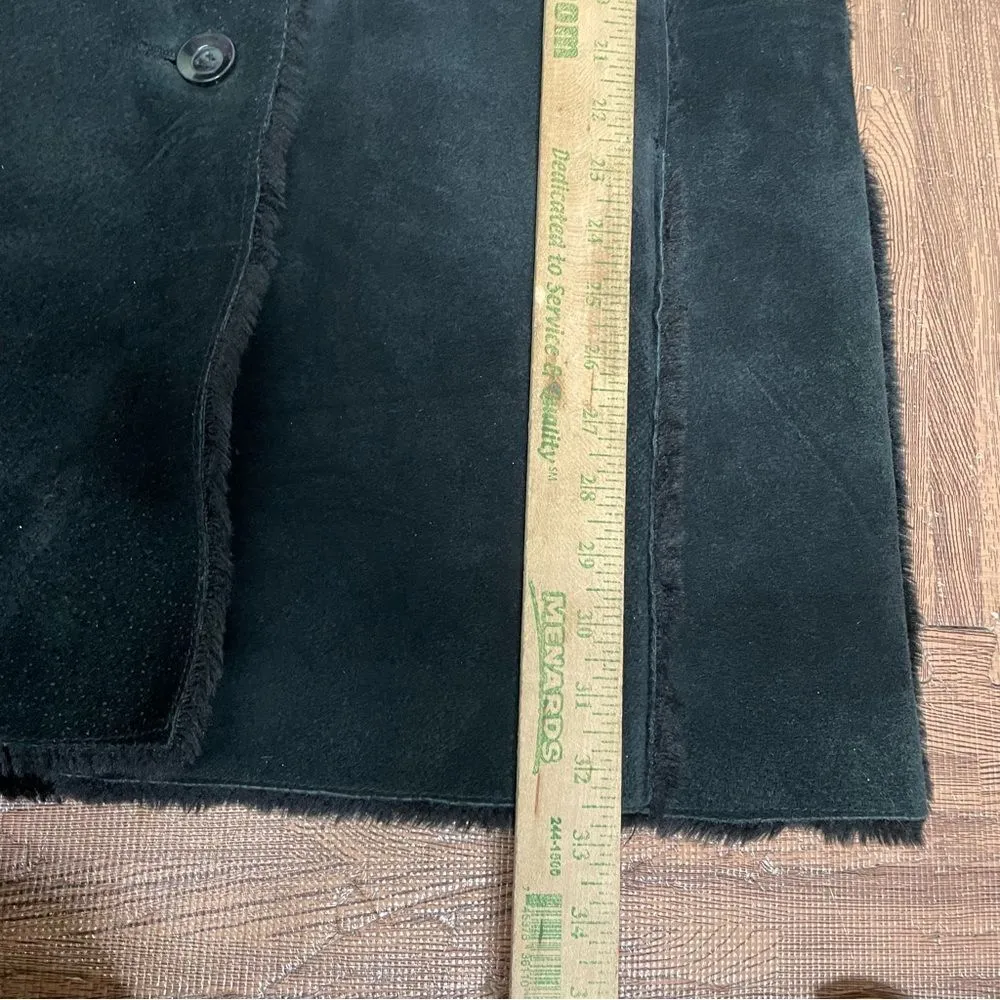 Colebrook‎ Classics Genuine Suede Leather Faux Fur Lined Hooded Jacket Small Black - Image 5