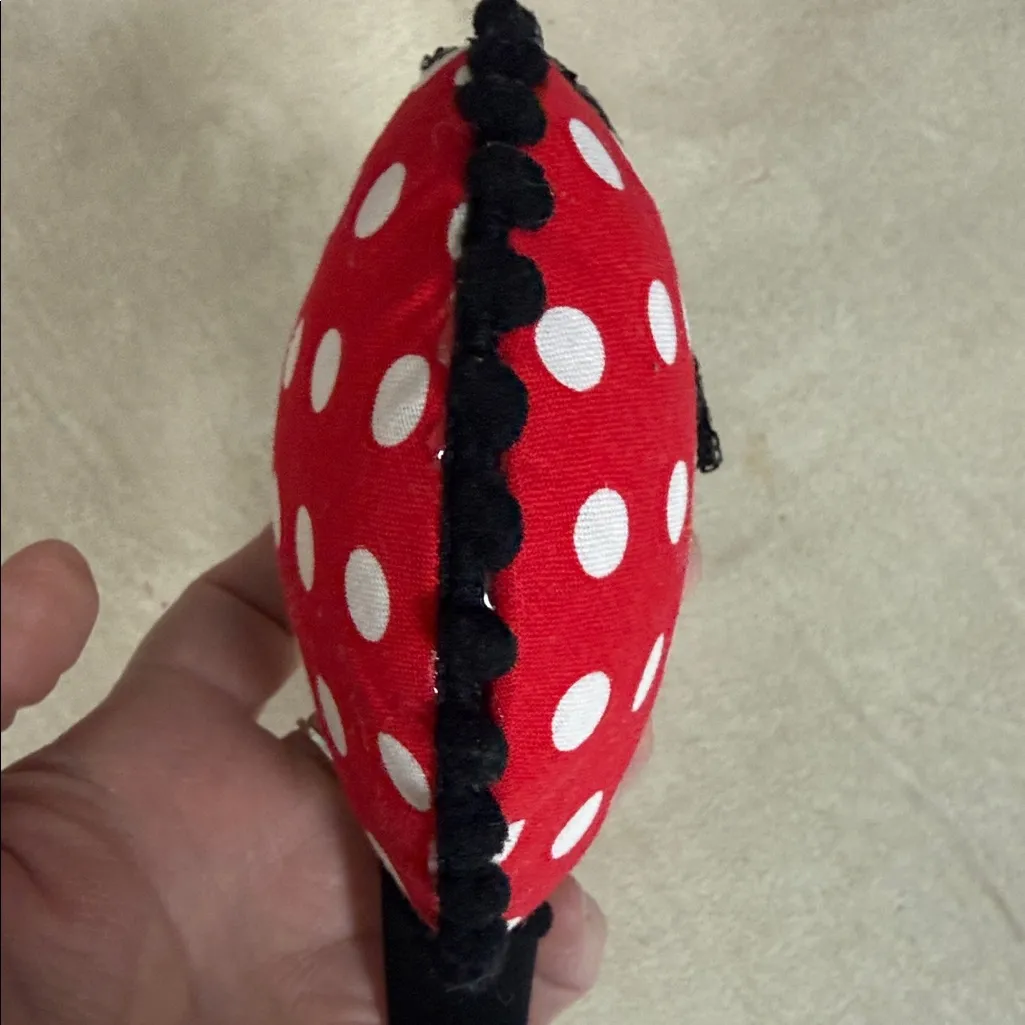 Disney's Polka Dot Minnie Mouse Ears Headband with Black Sequin Bow Red - Image 8