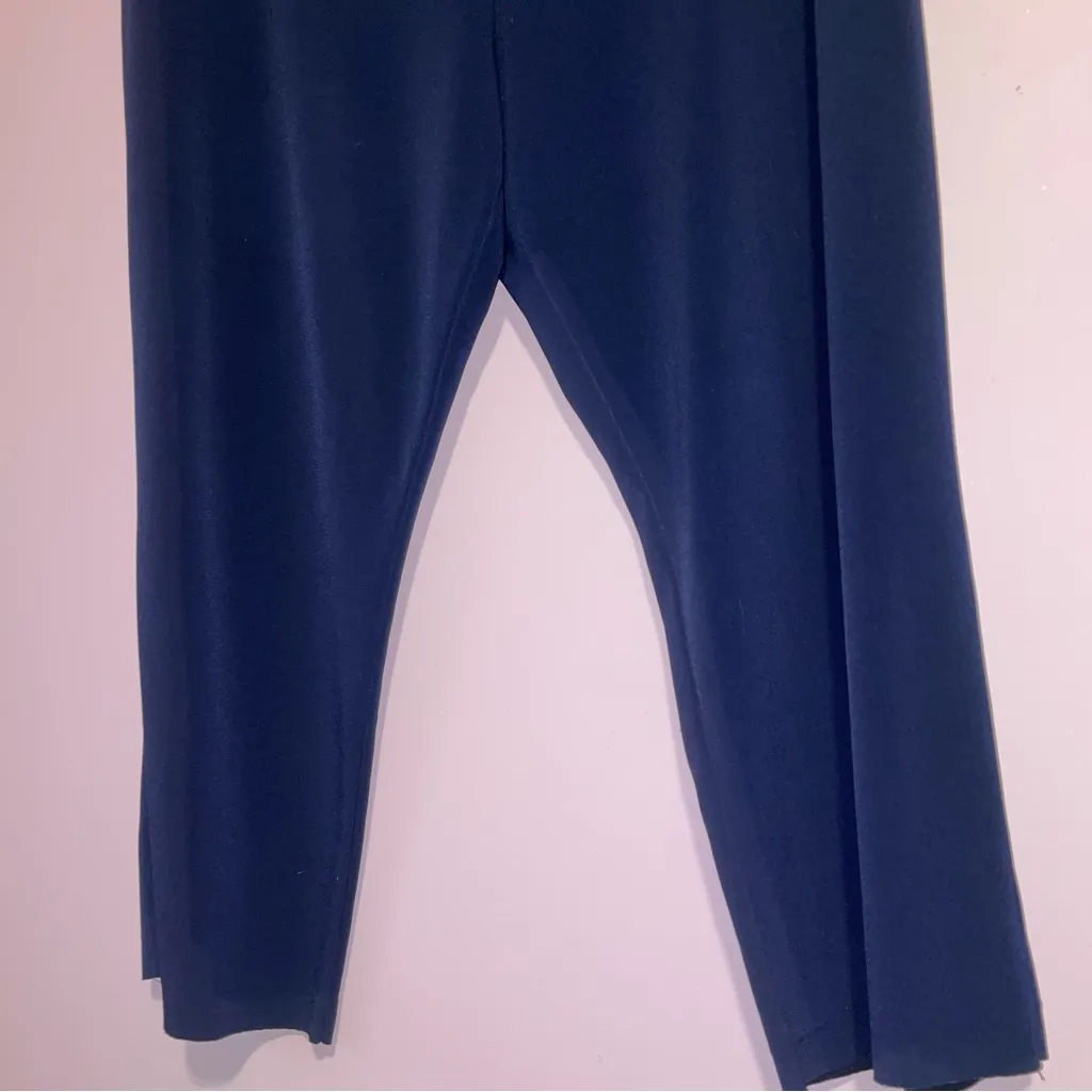 Susan Graver QVC Liquid Knit Navy Pull On Pants Women XL Pockets Office Career - Image 3
