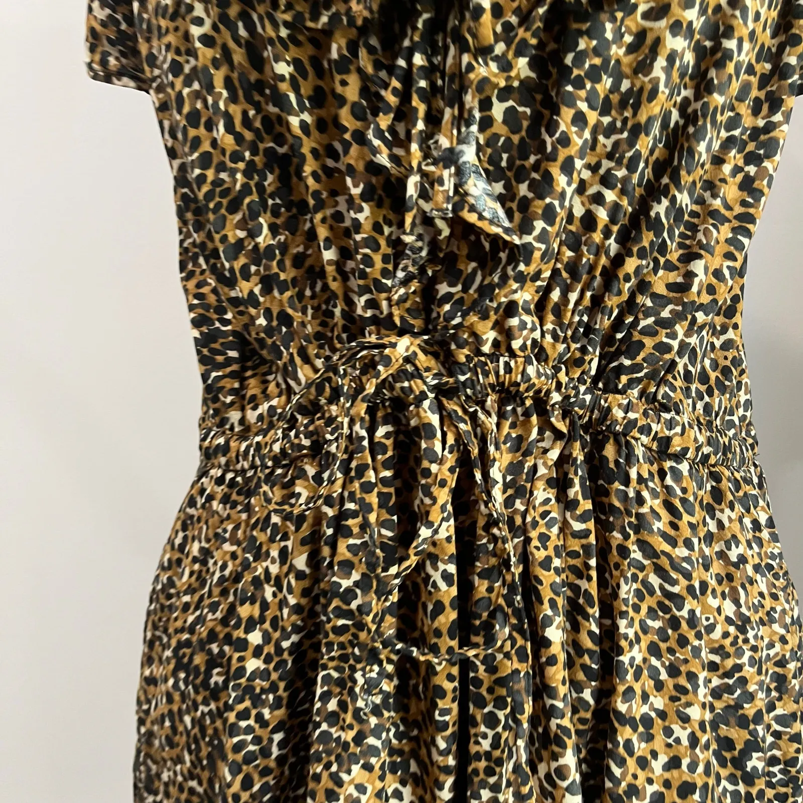 Old Navy Leopard Print Waist Defined Ruffle Trim Mini Dress Size XL - Image 6