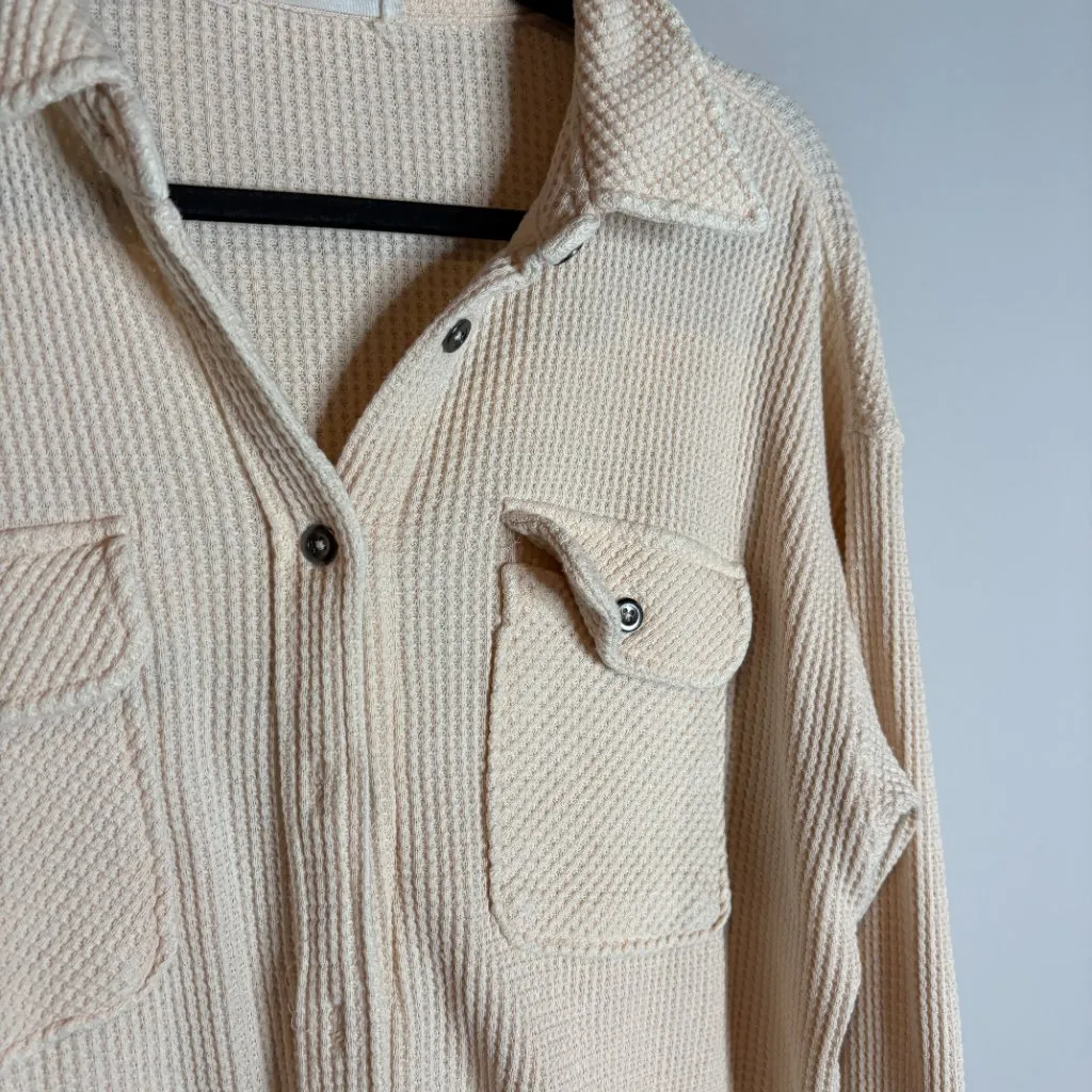 Marshalls  cream waffle thermal knit shacket jacket - Image 2