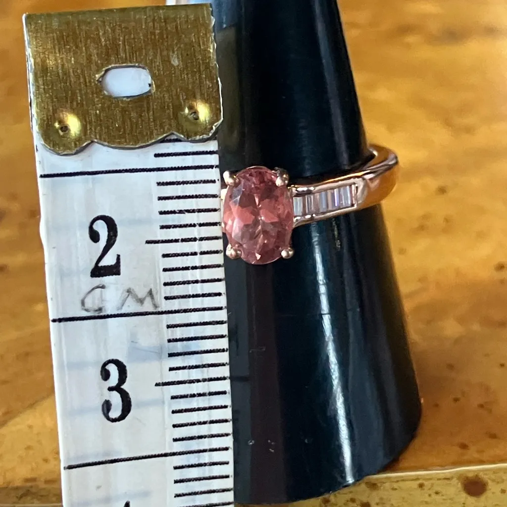 Rose Apatite Moissanite Sterling Silver Ring Size 8.25 Pink - Image 7