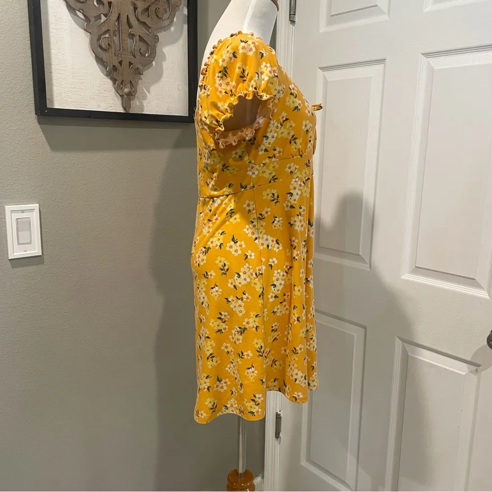 Derek Heart Orange Dress With Yellow Tone Flowers And Bow Size Large - Image 5