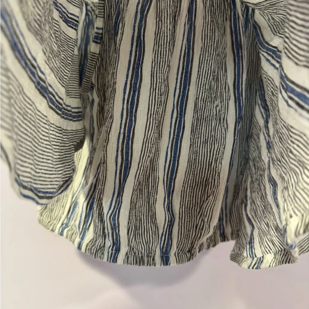 Grey white and blue Angie stripe flowy‎ button shirt - Image 3