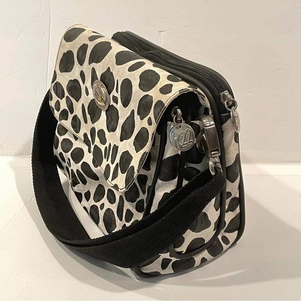 Errelleventidue RL22 Spotted Animal Print Textured Leather Bag Black White Italy - Image 8