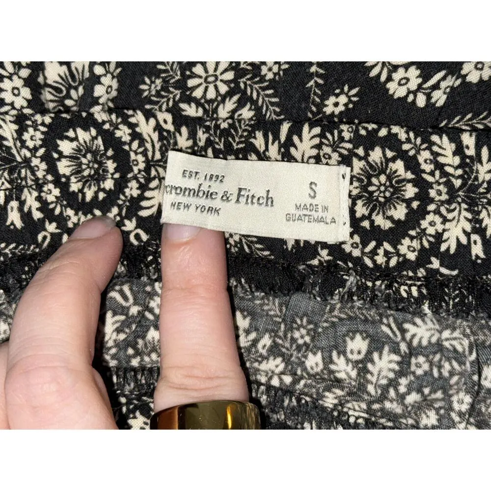 Abercrombie & Fitch White Black Geometric Elastic Midi Skirt Womens Size Small S - Image 6