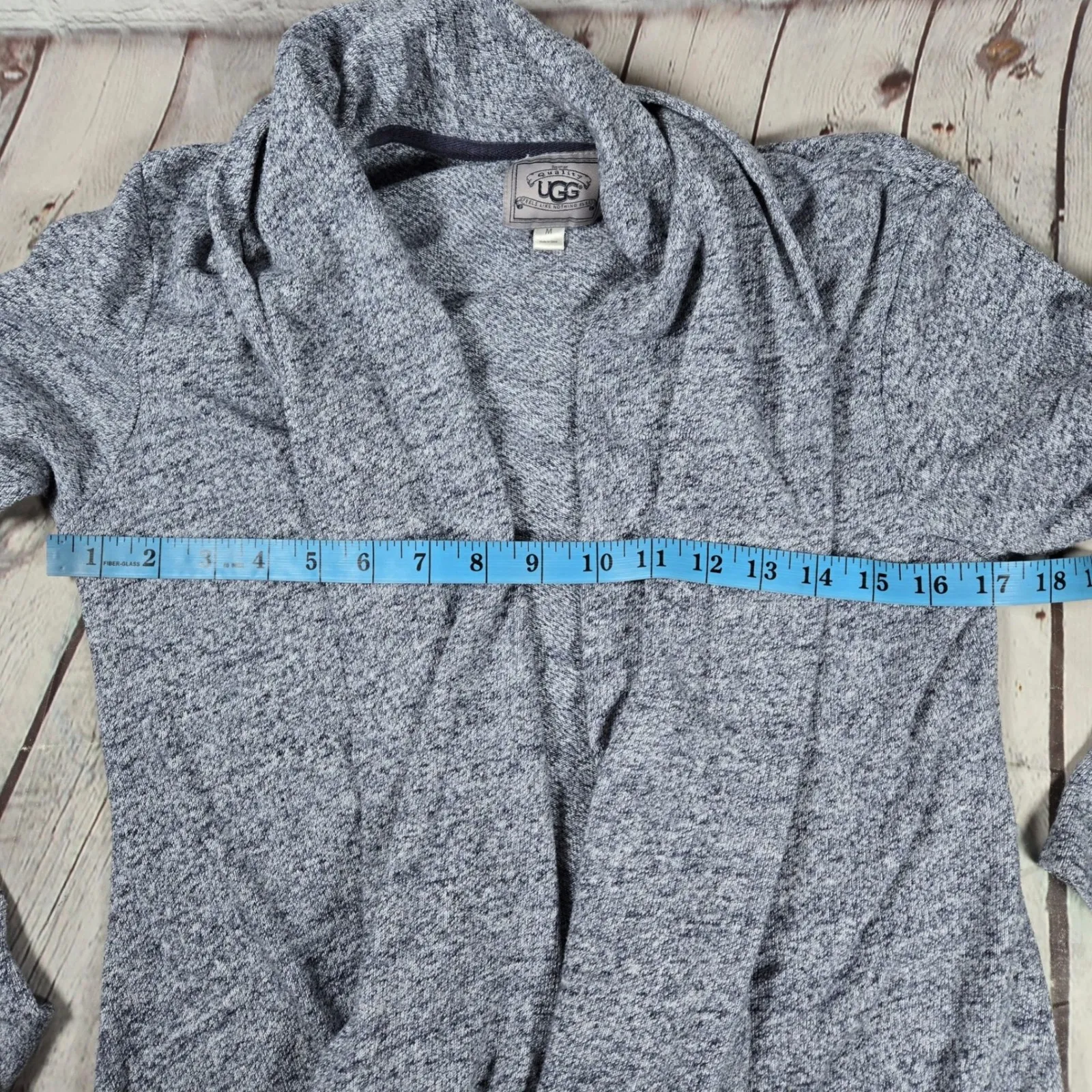 UGG Australia Womens Cardigan Sweater Duster Open Front Pockets Blue Grey M Gray Size M - Image 8