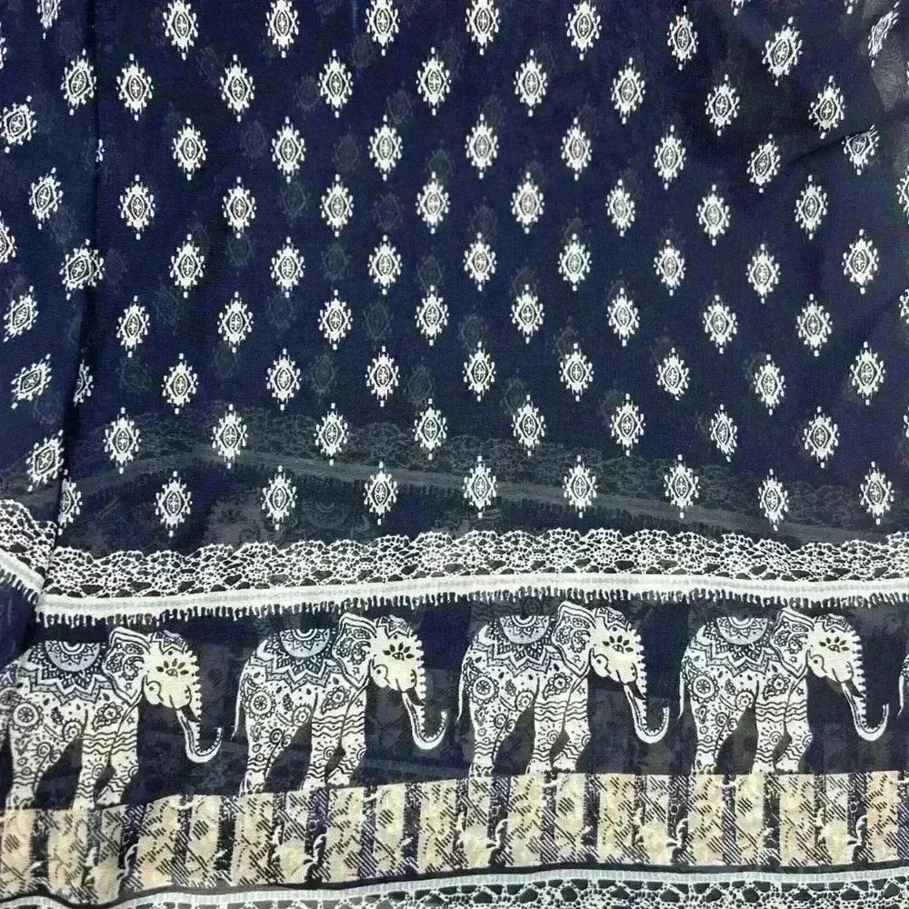 Live for Truth Women's Blue & White Elephant Print Palazzo Pants Size S boho - Image 12