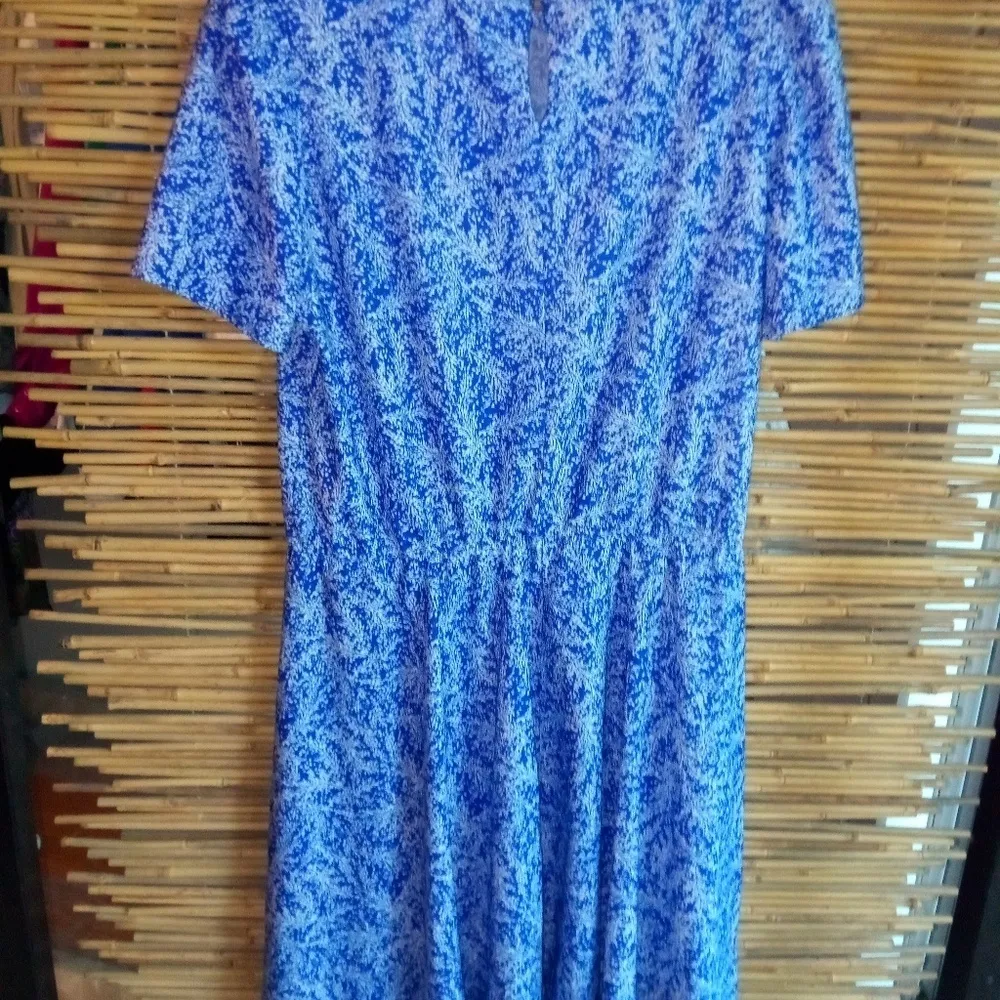 Ricardo M Cottagecore Vintage Short Sleeved Blue Floral Midi Dress Size M - Image 6