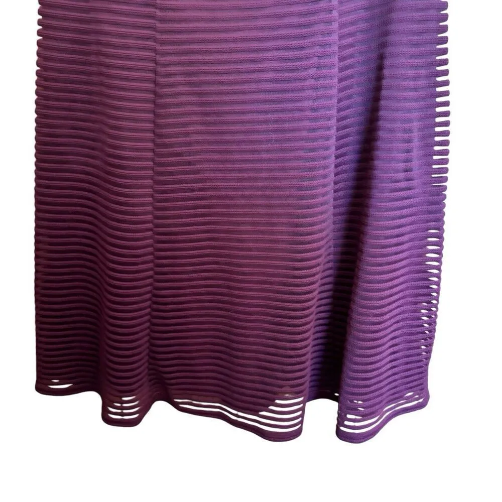 London Style Fit Flare Dress Women 18W Purple Stripe Stretch Cap Sleeve Cocktail - Image 4