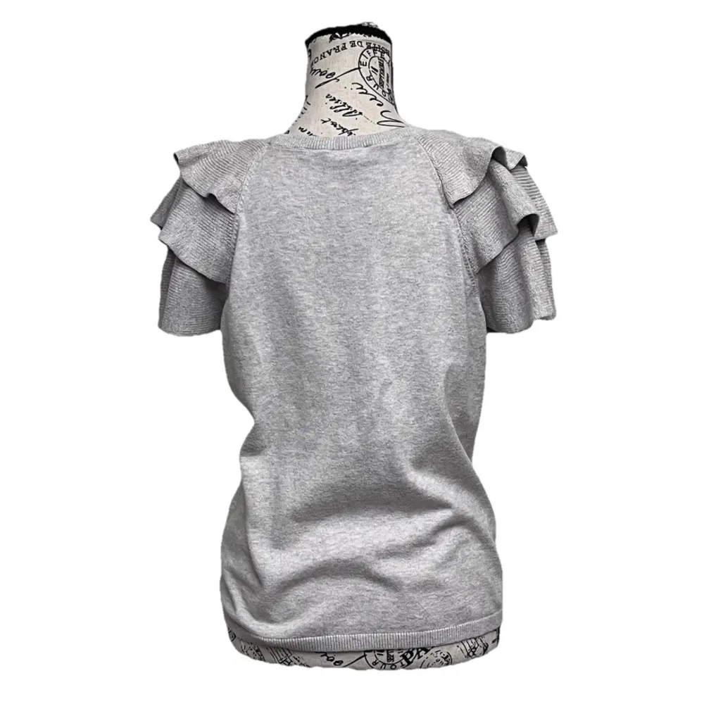 Express Grey Sweater Blouse Womens Cotton Coquette Cottegecore Preppy L Coastal - Image 5