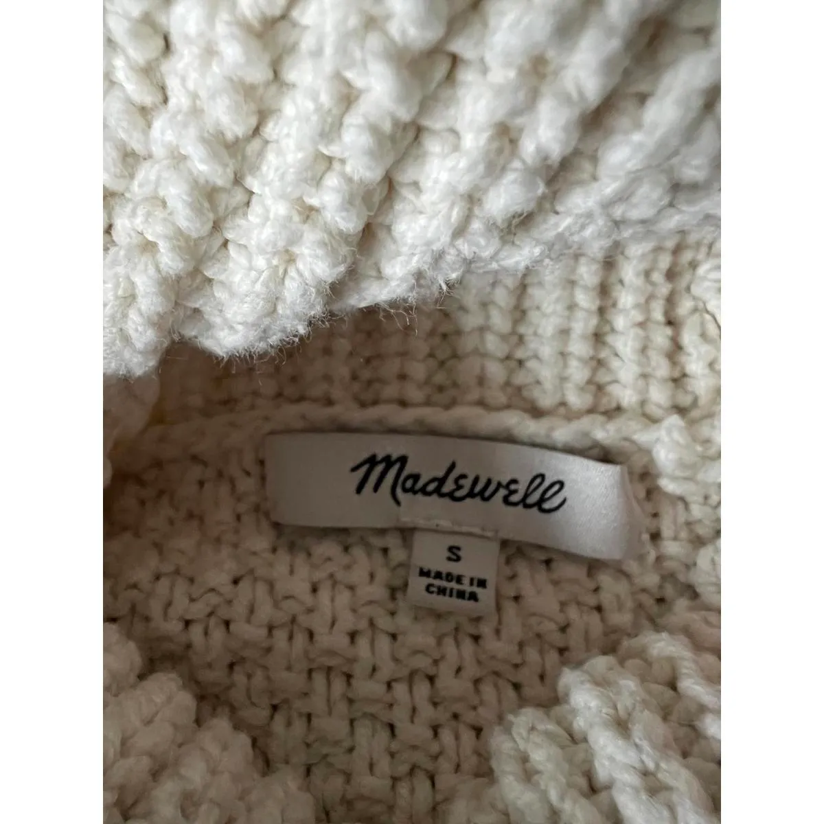 Madewell Cream Cable Knit Turtleneck Sweater Size S - Image 3