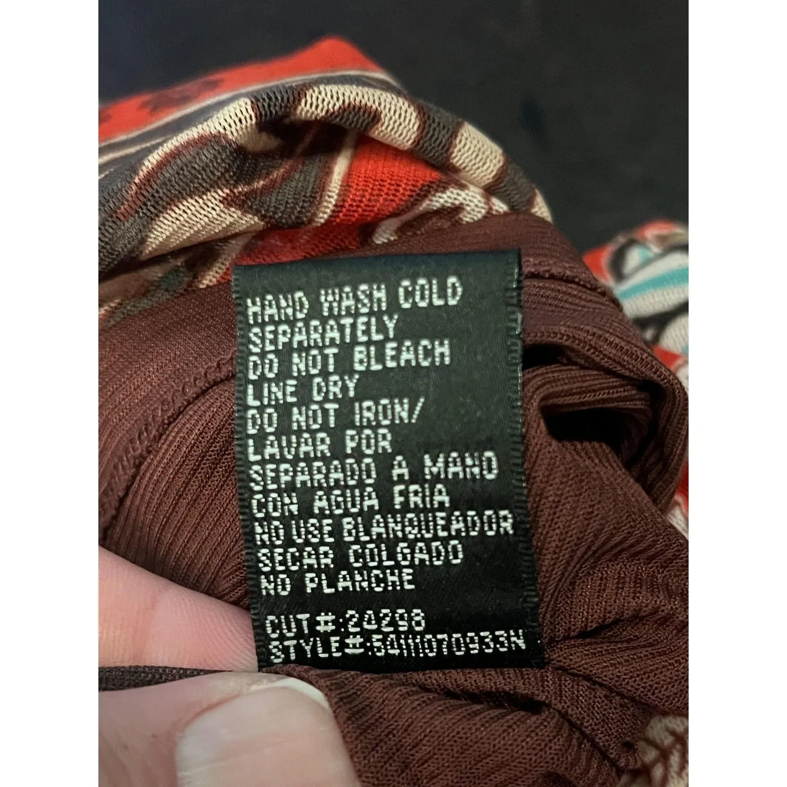 Nicole By Nicole Miller Shirt Womens XL Orange Boho Floral V Neck Top Blouse - Image 7