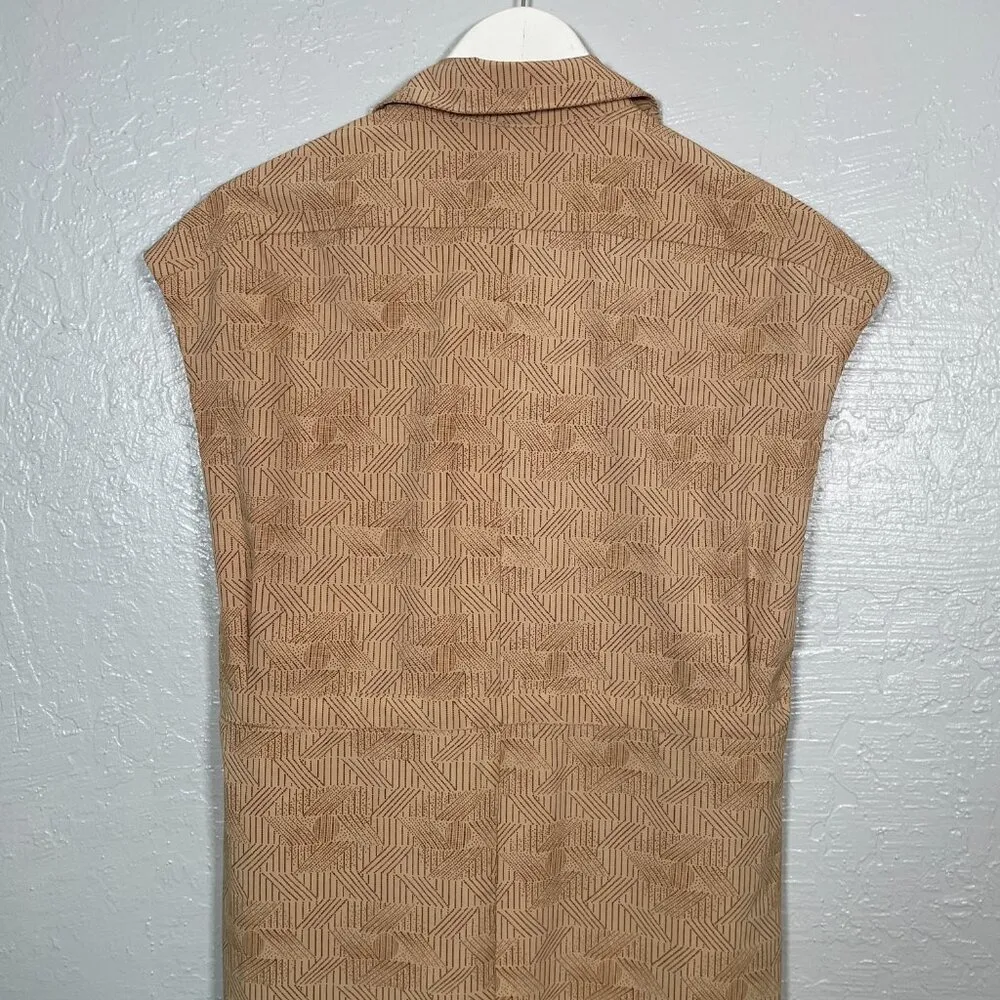 REI Women XS Tan Brown Print Sun Up Shirt Dress Button Front Pockets UPF 50 - Image 8