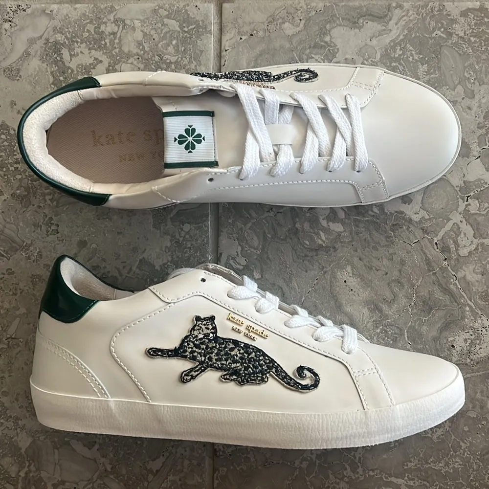 NEW Kate Spade Ace Leopard Lace-Up Low Top Sneakers w/Extra Shoe Lace, Size 11 - Image 5