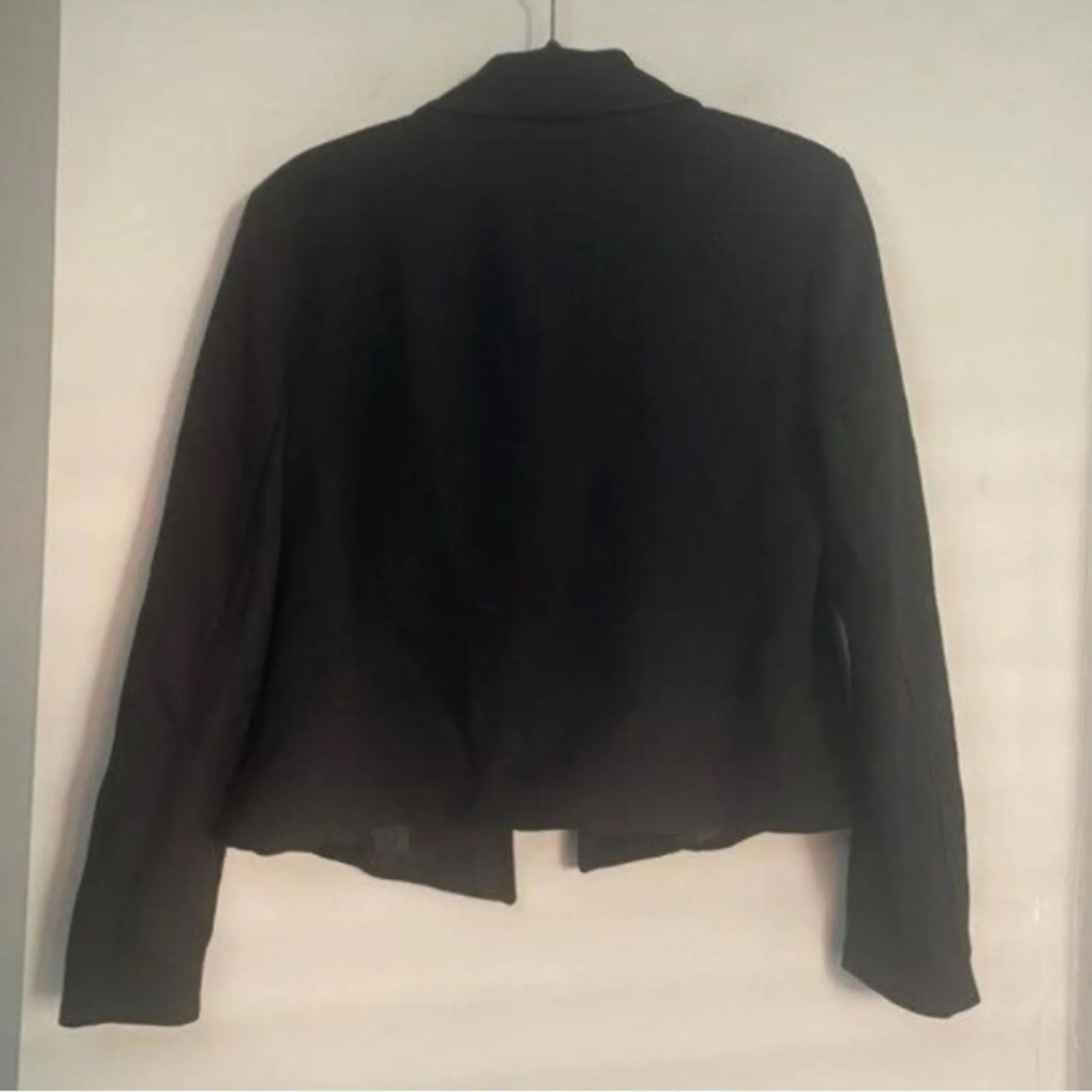 nine West Black Double Point Lapel Collar Open Front Blazer Jacket - Image 5