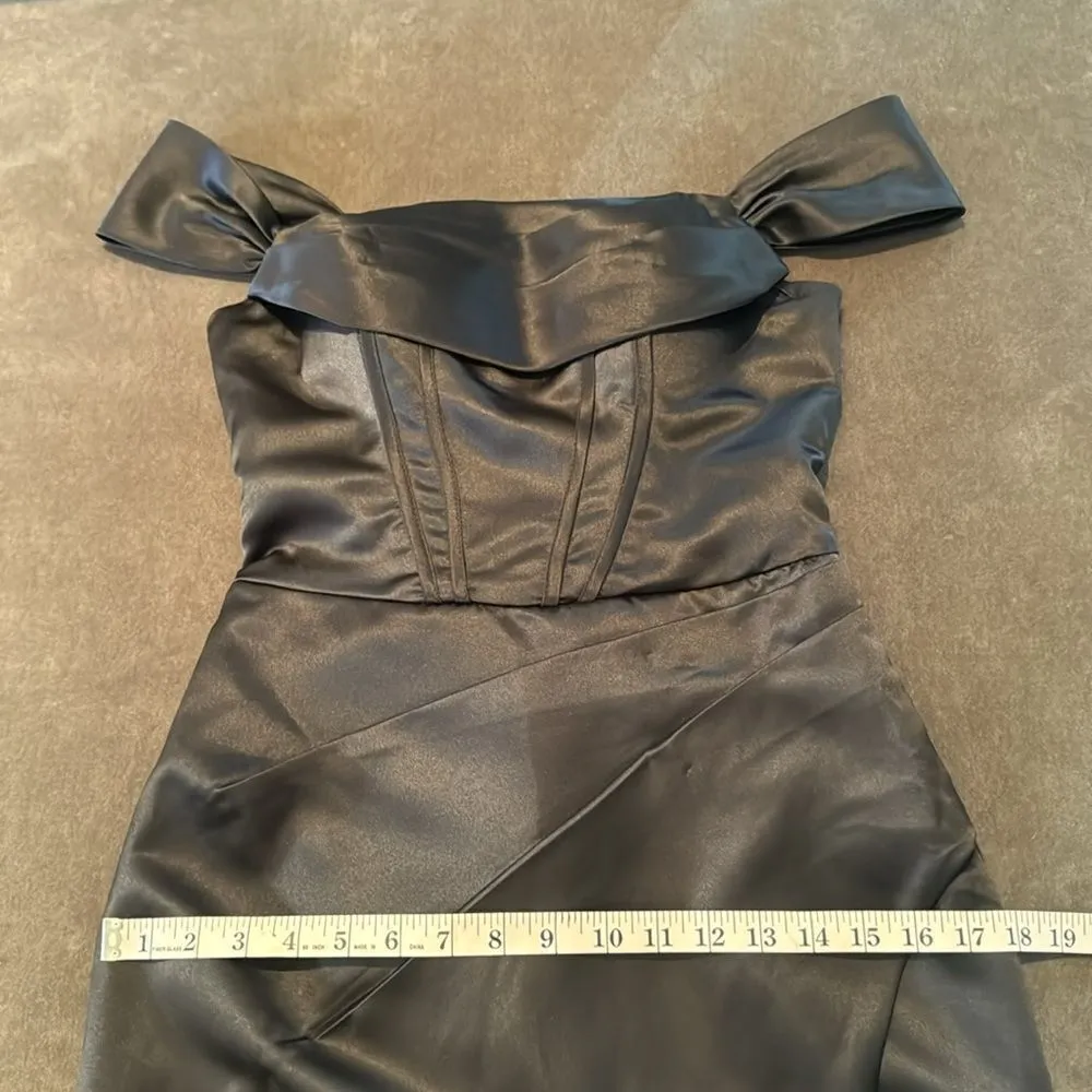 Women’s Black Off The Shoulder Full Length Prom Party Dress Corset Back Size S - Image 8