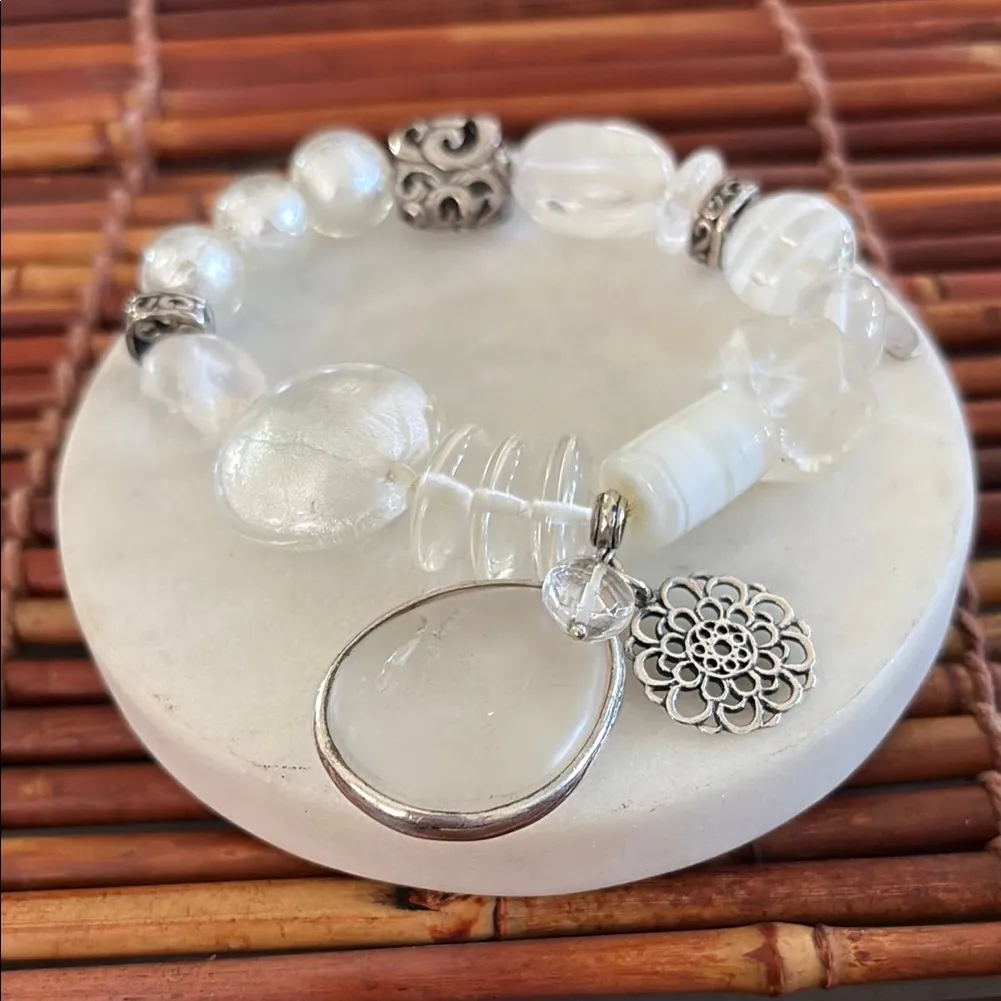 Silpada Silver and White Glass Beaded Bracelet - Image 2