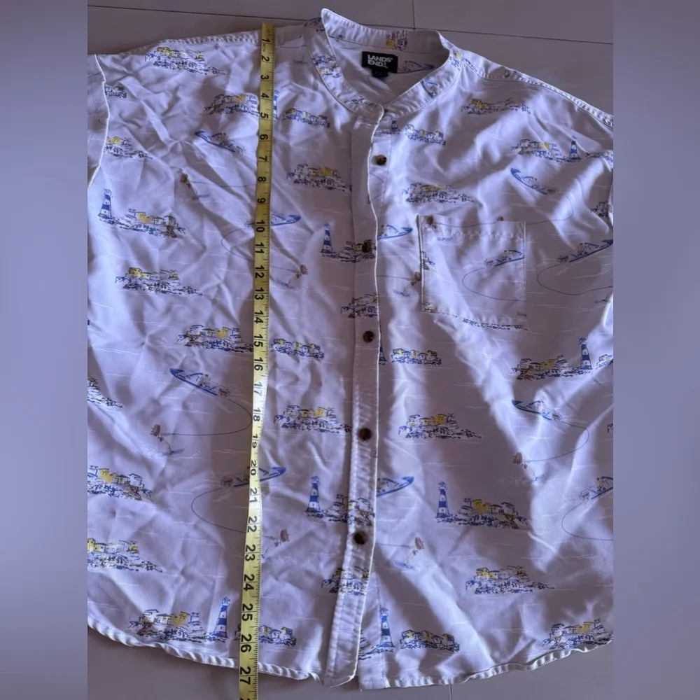 Lands End Shirt Large 14-16 Womens Hawaiian Tropical Rayon Camp Rayon , Viscose - Image 10
