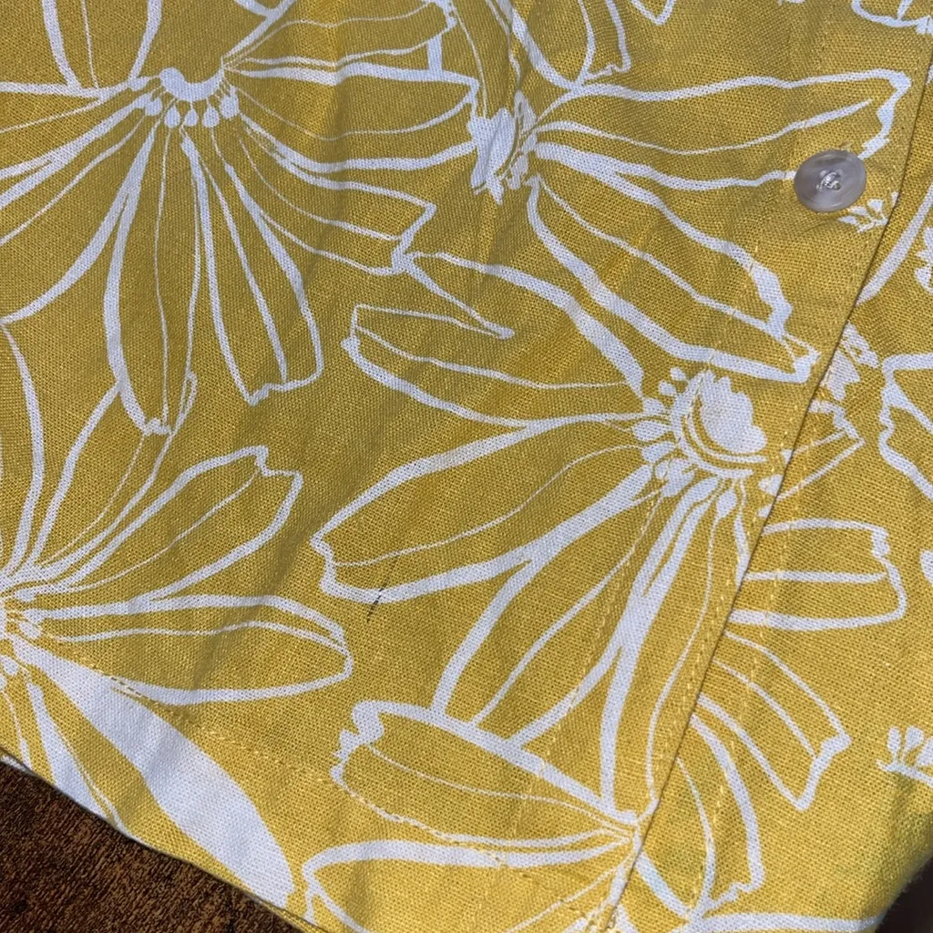 Plus size linen yellow boho floral skirt pleated skirt drop waist wildflowers - Image 6