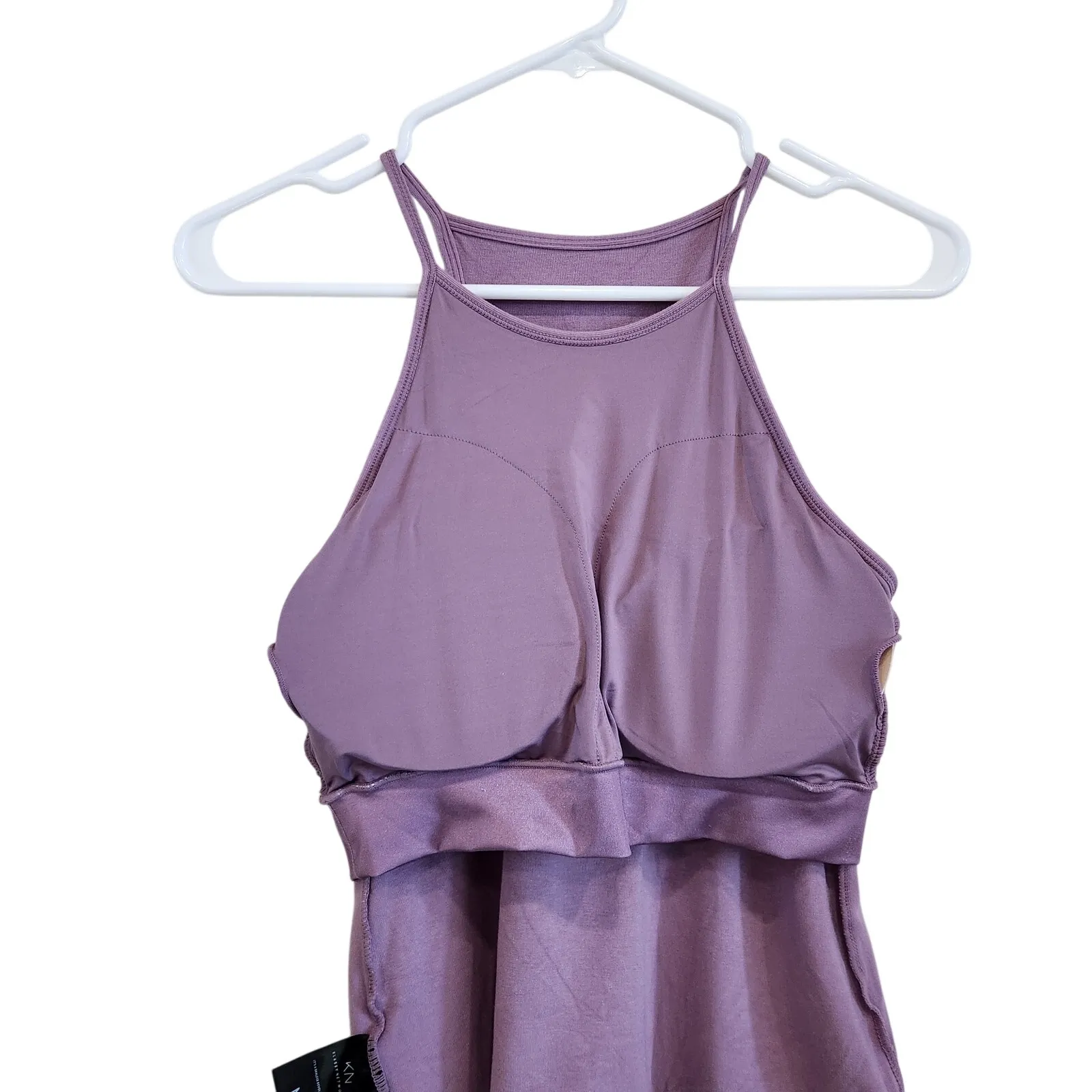 Klassy Network Lilac Padded Knit Ribbed High Neck Brami Tank Top Shirt Medium - Image 7