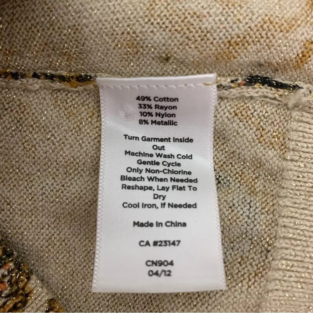 EUC Talbots Petite Gold Metallic Medallion Button Cardigan Sz P - Image 10