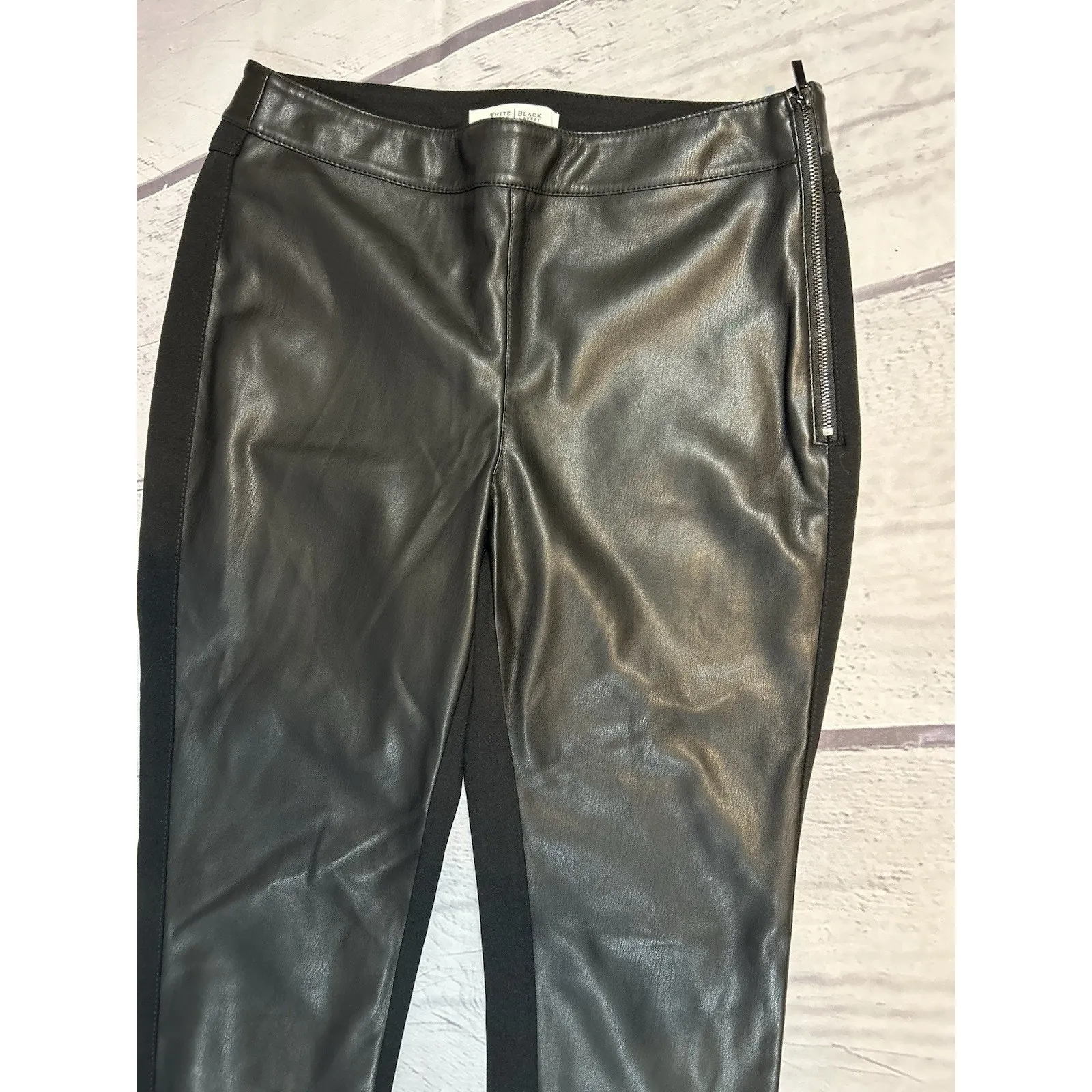 White House Black Market Faux Leather Front Leggings Size 6 - Image 2