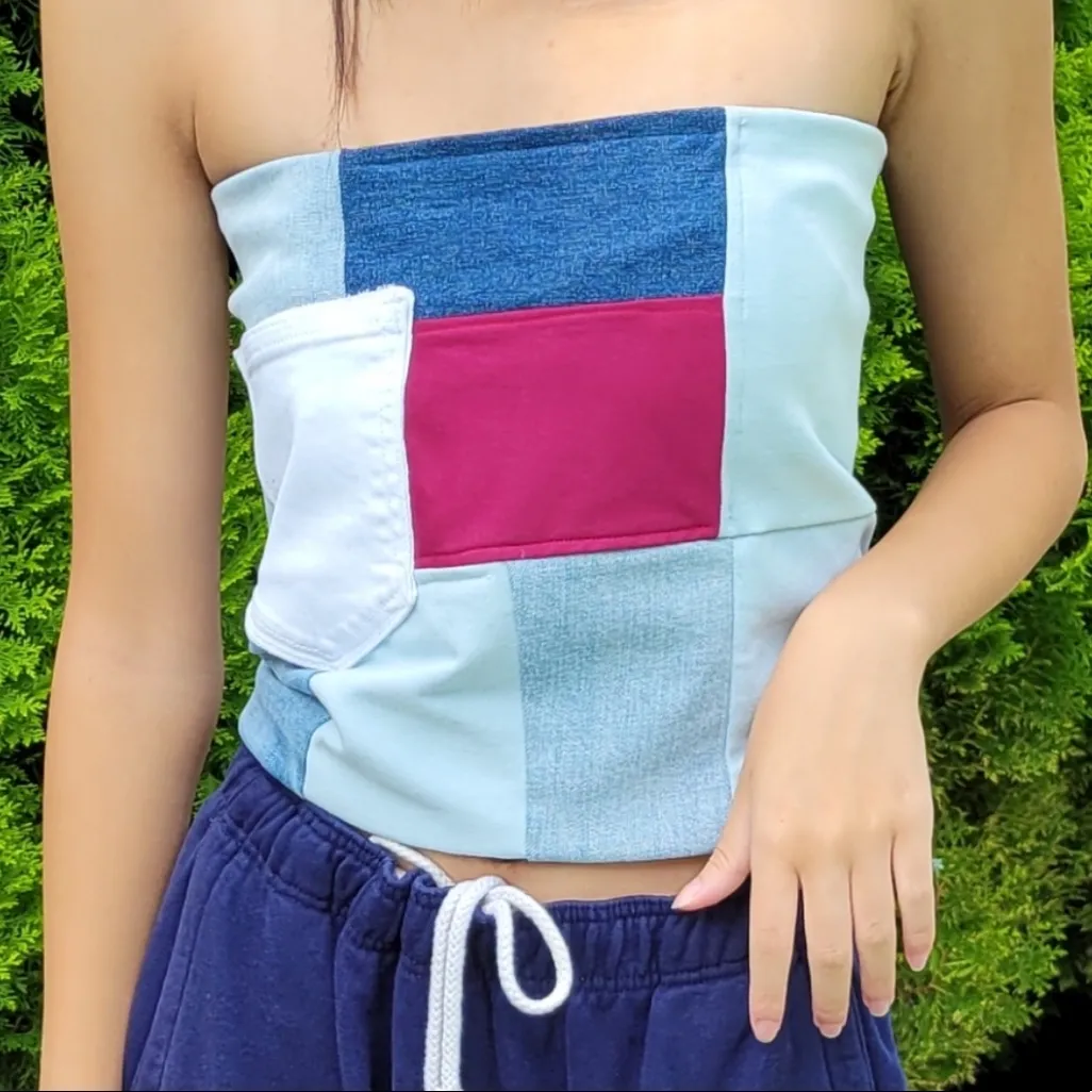 Rework handmade denim top Blue Size undefined - Image 2