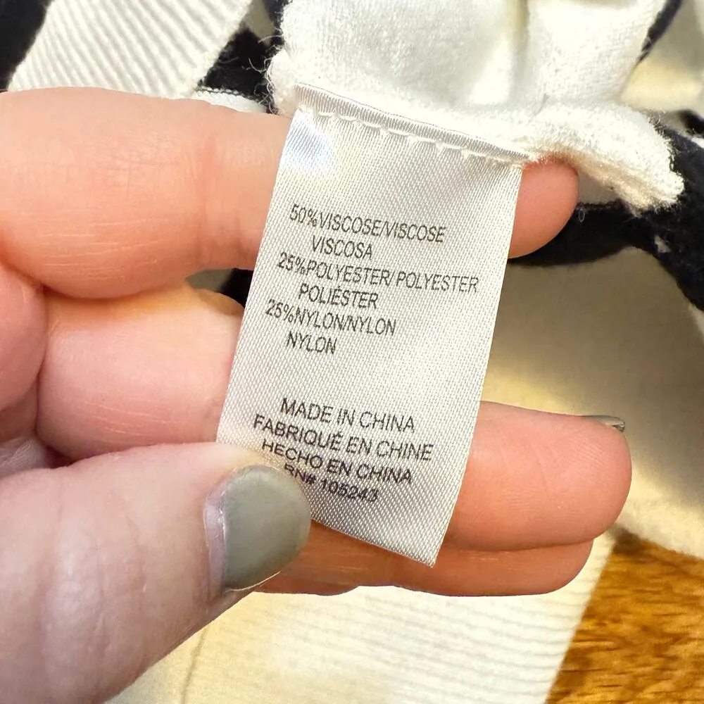 Bobeau Women’s Medium White Black Striped V-neck long sleeve Corporatecore Work - Image 12