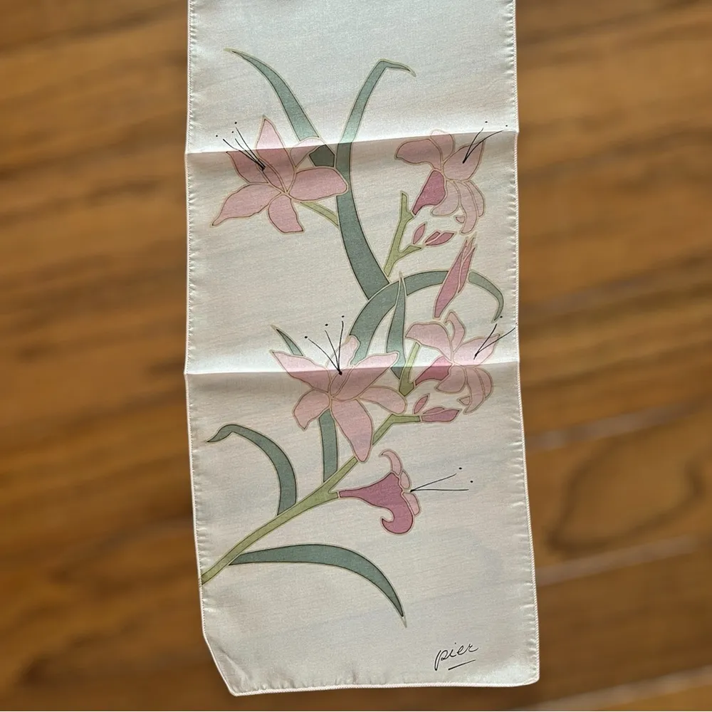 Hand Painted Silk Scarves Set of 3 Blue - Image 8